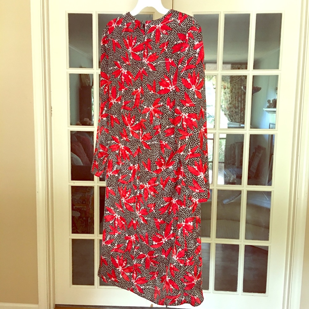 Vintage black, white w red floral design dress